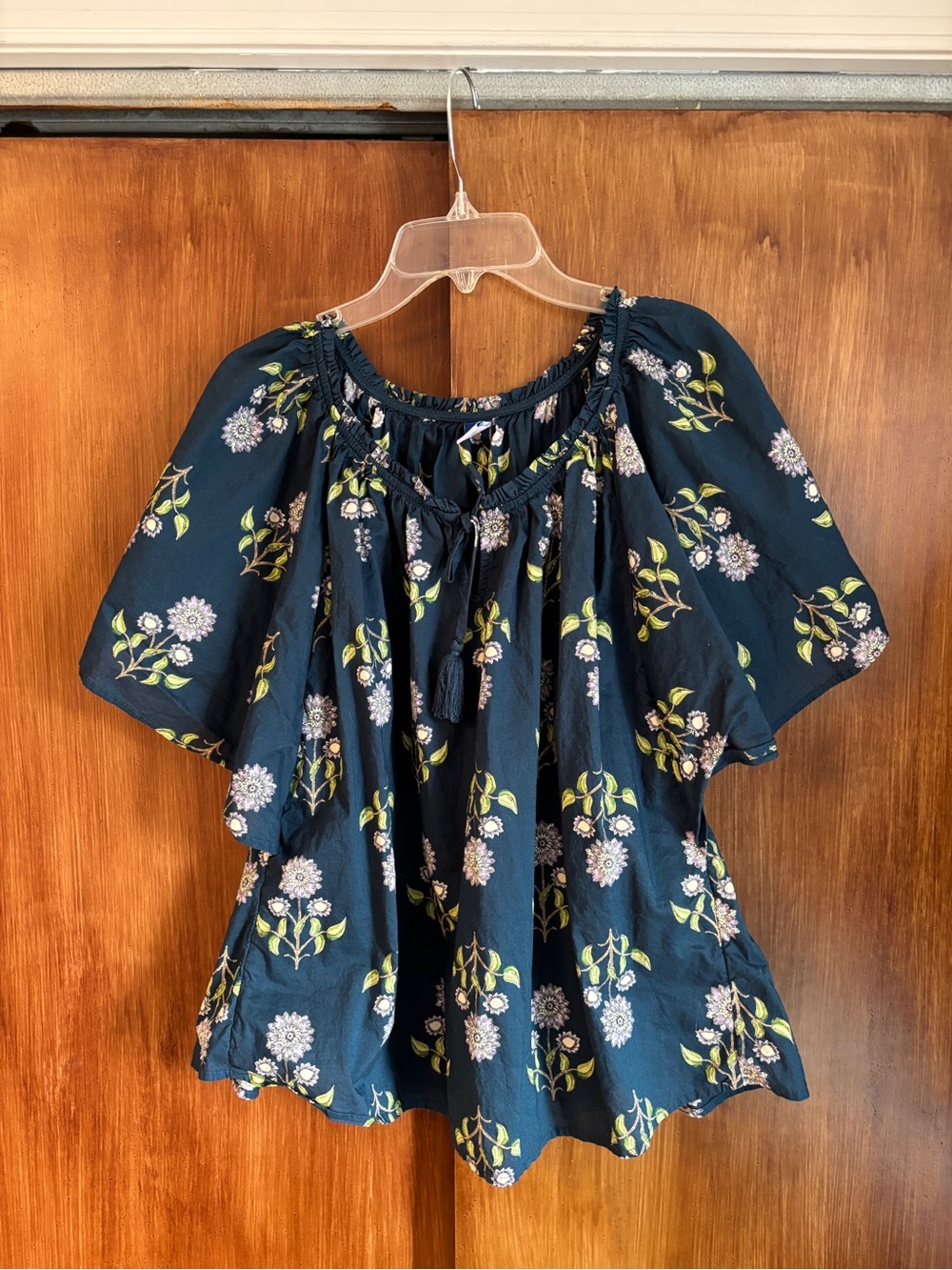 EUC Old Navy Flutter-Sleeve Tassel-Tie Top | Floral Peasant Blouse | Women’s XXL - Picture 11 of 16